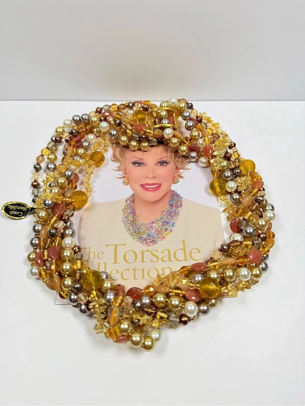 New-Joan Rivers The Torsade Collection Multi-Strand Beaded Necklace Gold & Brown